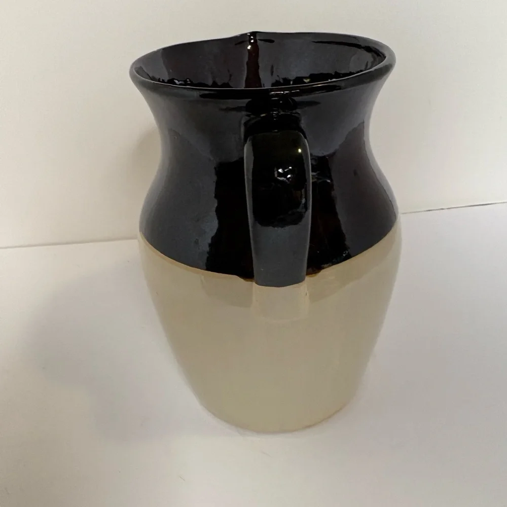 Vintage 1970s Two Tone Pottery Pitcher Made in USA